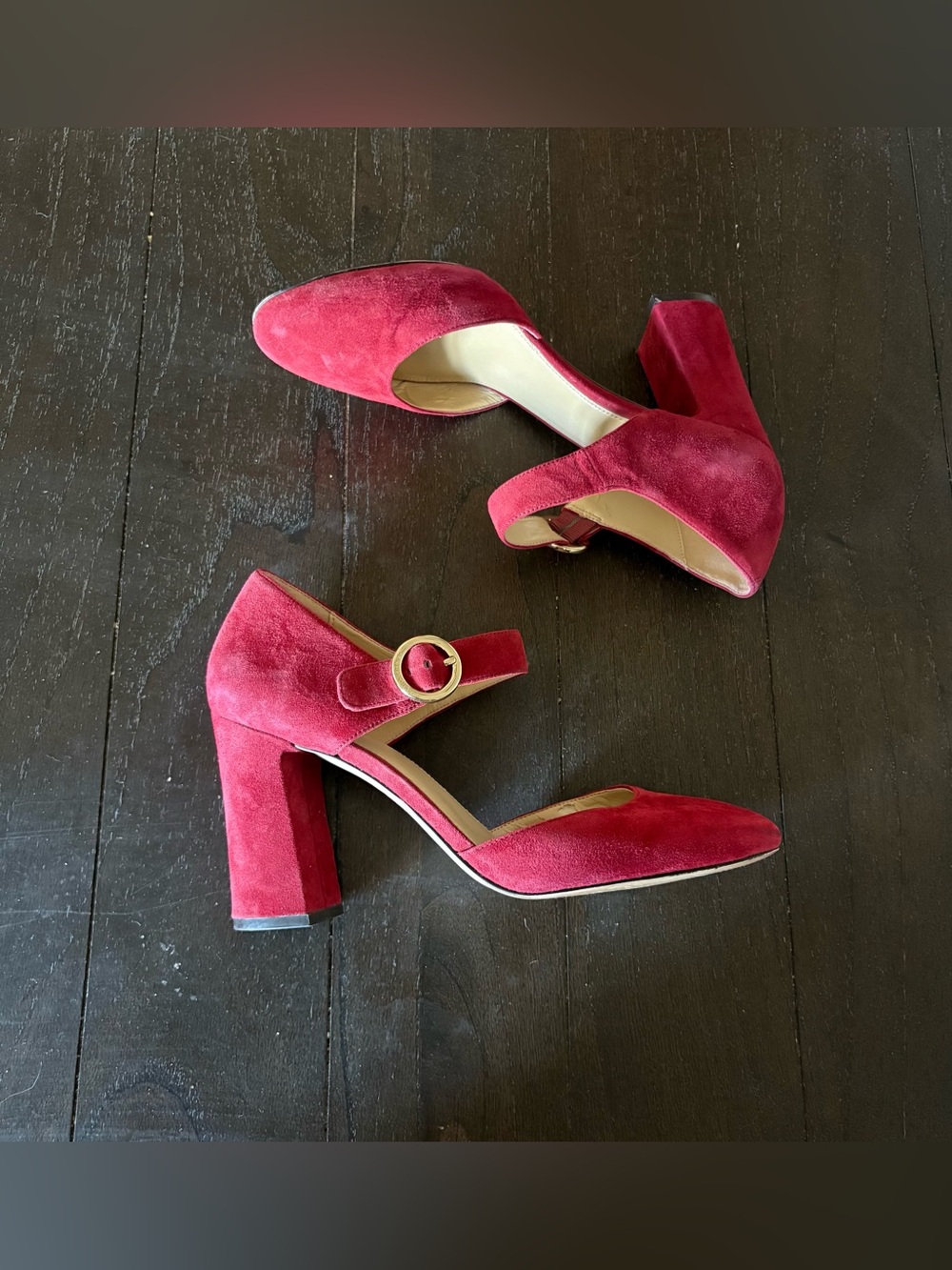 MMK Michael Michael Kors Red Suede Ankle Strap Mary Jane Heels Size 9.5M